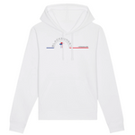 Un sweat à capuche unisexe aux labels Bio, imprimé en France. Fabriqué dans des conditions éthiques et de manière éco-responsable. Coupe droite et manches montées. Logo imprimé sur la face avant. Motif Pins Landais Hossegor