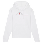 Un sweat à capuche unisexe aux labels Bio, imprimé en France. Fabriqué dans des conditions éthiques et de manière éco-responsable. Coupe droite et manches montées. Logo imprimé sur la face avant. Motif Pins Landais Cap Ferret