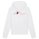 Un sweat à capuche unisexe aux labels Bio, imprimé en France. Fabriqué dans des conditions éthiques et de manière éco-responsable. Coupe droite et manches montées. Logo imprimé sur la face avant. Motifs Vagues
