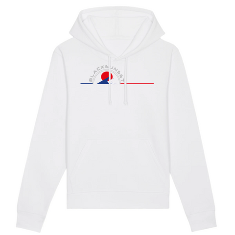 Un sweat à capuche unisexe aux labels Bio, imprimé en France. Fabriqué dans des conditions éthiques et de manière éco-responsable. Coupe droite et manches montées. Logo imprimé sur la face avant. Motifs Vagues