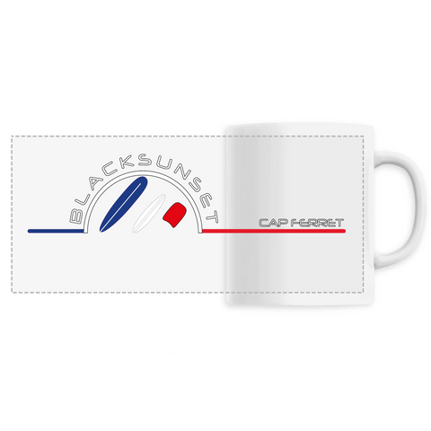 Indémodable, ce Mug personnalisé, imprimé en France, est d'une excellente qualité. A la maison comme au bureau il sera aussi esthétique que pratique. Versez y votre boisson préférée et dégustez. Le visuel est imprimé autour de la tasse. Motif Planches de Glisse Cap Ferret