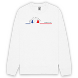 Sweat unisexe ultra doux imprimé en France. Coupe droite et encolure ras de cou. Manches montées. Logo imprimé sur la face avant. Motif Sapins Courchevel