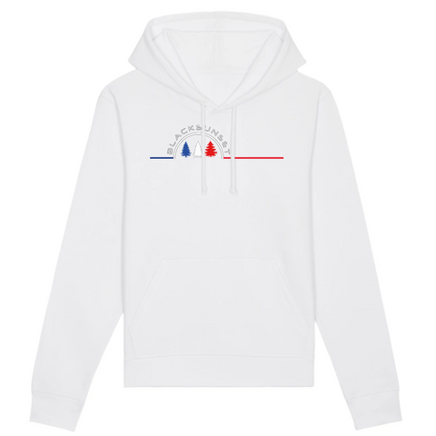 Un sweat à capuche unisexe aux labels Bio, imprimé en France. Fabriqué dans des conditions éthiques et de manière éco-responsable. Coupe droite et manches montées. Logo imprimé sur la face avant. Motif Sapins