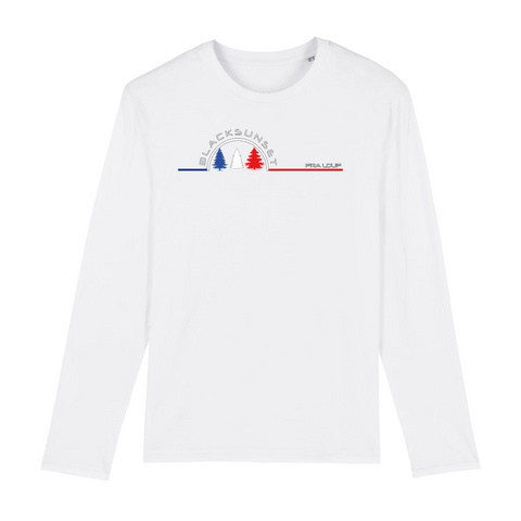Tee-shirt manches longues épais. Toucher doux et très confortable il se porte en toutes saisons. Imprimé en France et labellisé GOTS ses finitions sont de haute qualité. 100% en coton biologique, il deviendra votre seconde peau. Motif : Sapins intégré dans le logo Black SunSet Pra Loup