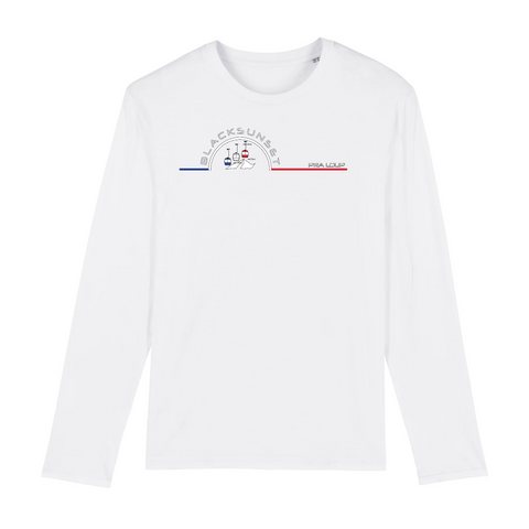 Tee-shirt manches longues épais. Toucher doux et très confortable il se porte en toutes saisons. Imprimé en France et labellisé GOTS ses finitions sont de haute qualité. 100% en coton biologique, il deviendra votre seconde peau. Motif : Ski Snow intégré dans le logo Black SunSet Pra Loup