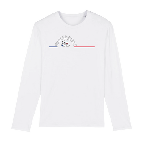 Tee-shirt manches longues épais. Toucher doux et très confortable il se porte en toutes saisons. Imprimé en France et labellisé GOTS ses finitions sont de haute qualité. 100% en coton biologique, il deviendra votre seconde peau. Motif : Télésièges intégré dans le logo Black SunSet