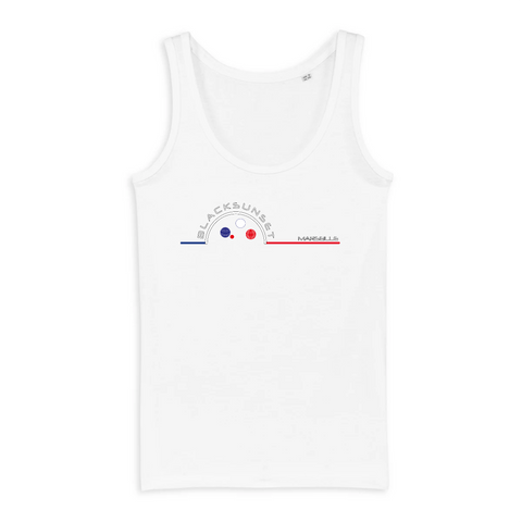 Ce débardeur léger et doux au toucher sera votre partenaire idéal et se mariera avec vos nombreuses tenues. Ses fines bretelles et sa coupe droite ajustée vous procureront un confort durable. Motif : La Pétanque intégré dans le logo Black SunSet Marseille