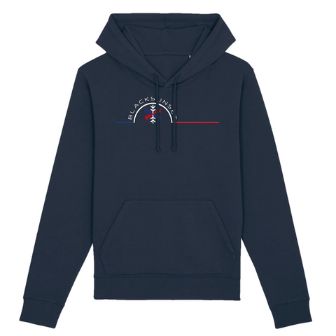Un sweat à capuche unisexe aux labels Bio, imprimé en France. Fabriqué dans des conditions éthiques et de manière éco-responsable. Coupe droite et manches montées. Logo imprimé sur la face avant. Motif Flocon. Collection Incognito