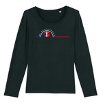 Ce Tee-shirt manches longues, 100% coton Biologique deviendra l'indispensable de vos journées et soirées de mi-saison. Imprimé en France, certifié GOTS, son tissu léger et son col arrondi et évasé le rendent très agréable à porter. Logo imprimé face avant. Motif Surfeur