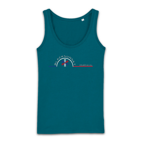 Ce débardeur léger et doux au toucher sera votre partenaire idéal et se mariera avec vos nombreuses tenues. Ses fines bretelles et sa coupe droite ajustée vous procureront un confort durable. Motif : Flocon intégré dans le logo Black SunSet Courchevel