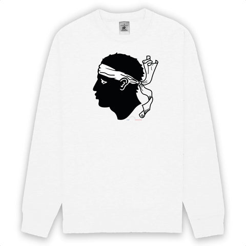 Sweat-shirt Bio Black SunSet Blanc "Corsica" Collection B&W