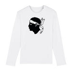 Tee-shirt Bio manches longues Black SunSet Blanc "Corsica" Collection B&W