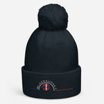 Bonnet à pompon Brodé Black SunSet "Surfeur"