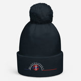 Bonnet à pompon Brodé Black SunSet "Surfeur"